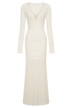 Jamaya Crochet Knit Maxi Dress in Ivory – Chic&Drifts