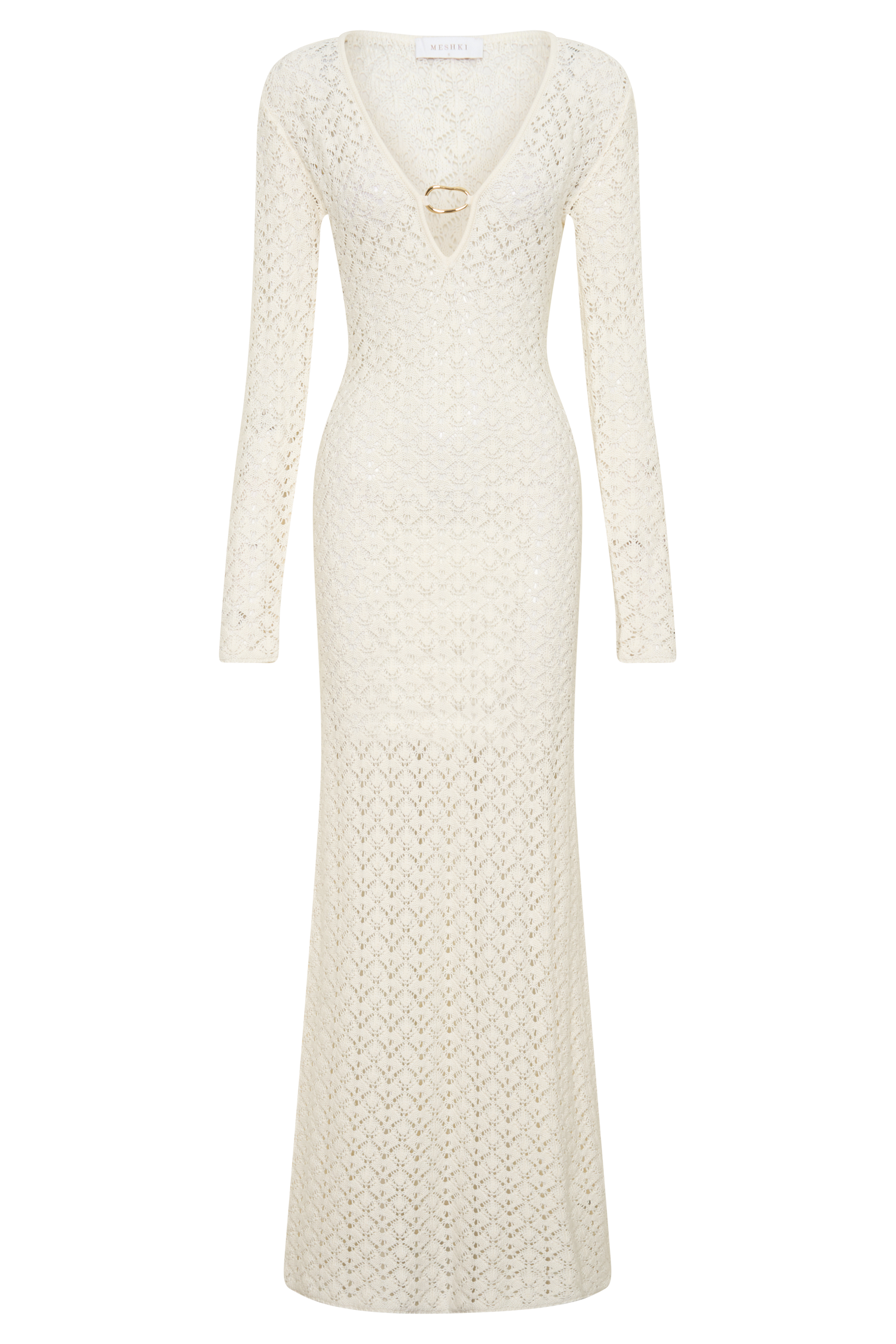 Jamaya Crochet Knit Maxi Dress in Ivory – Chic&Drifts