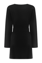 Kassie Belt Tie Knit Mini Dress in Black – Chic&Drifts
