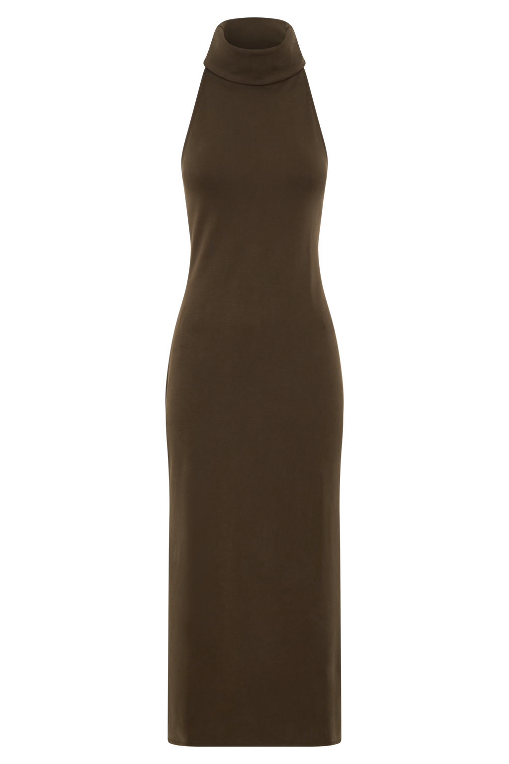 Kennedy High Neck Midi Dress in Chocolate – Chic&Drifts
