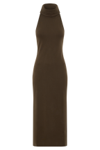 Kennedy High Neck Midi Dress in Chocolate – Chic&Drifts