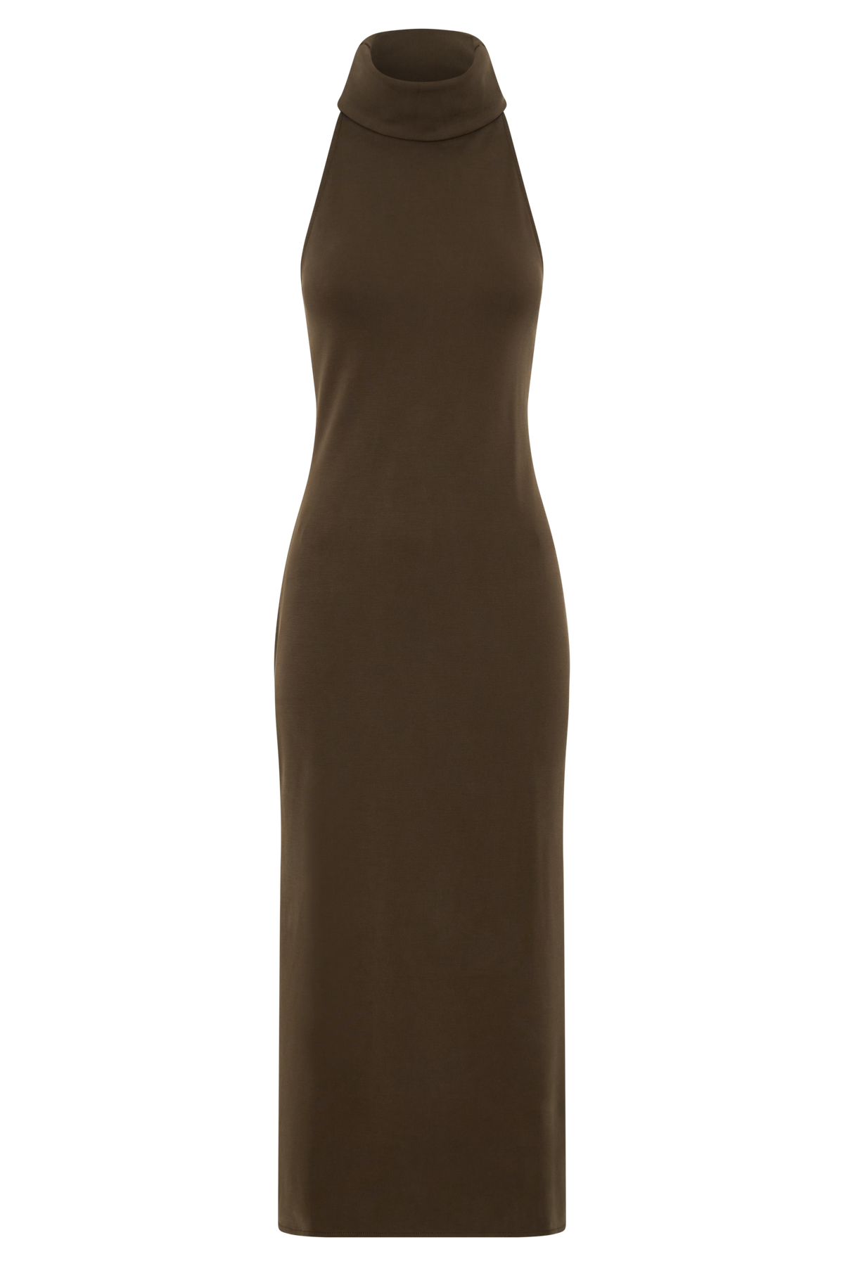 Kennedy High Neck Midi Dress in Chocolate – Chic&Drifts