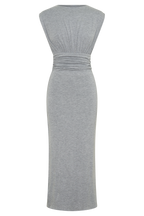 Kura Ruched Modal Sleeveless Midi Dress in Grey Marle – Chic&Drifts
