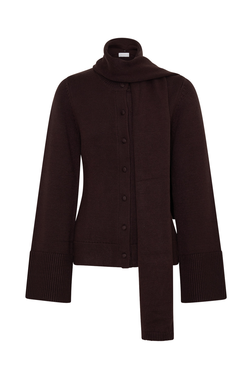 Lara Knit Cardigan With Scarf in Chocolate – Chic&Drifts