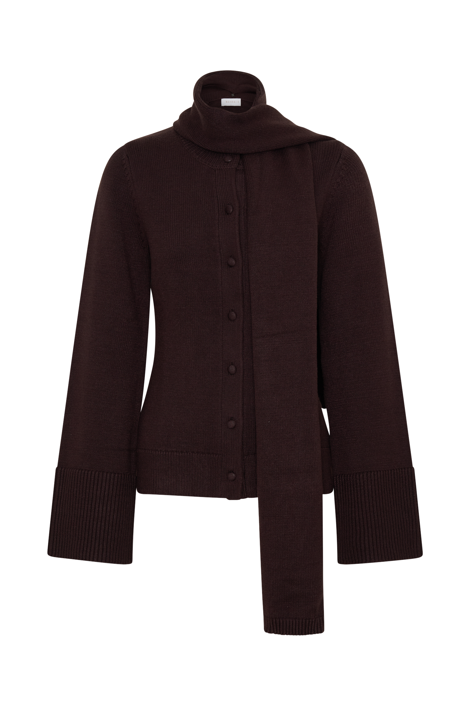 Lara Knit Cardigan With Scarf in Chocolate – Chic&Drifts