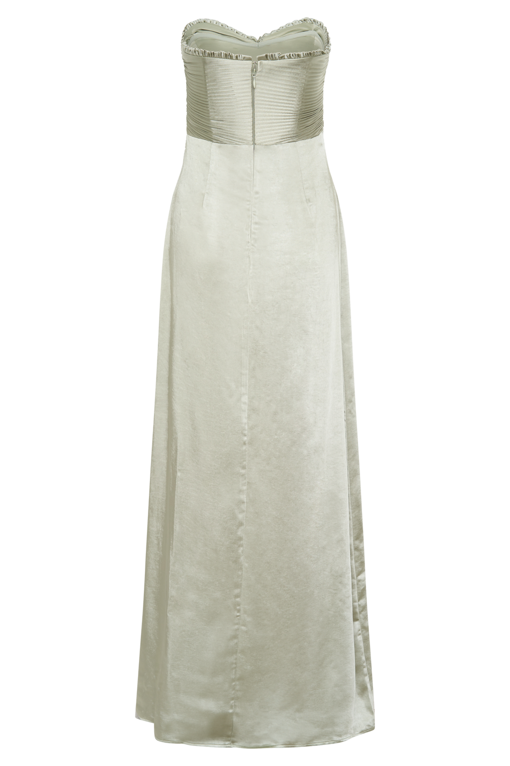 Larissa Satin Maxi Dress With Ruched Petals in Sage – Chic&Drifts