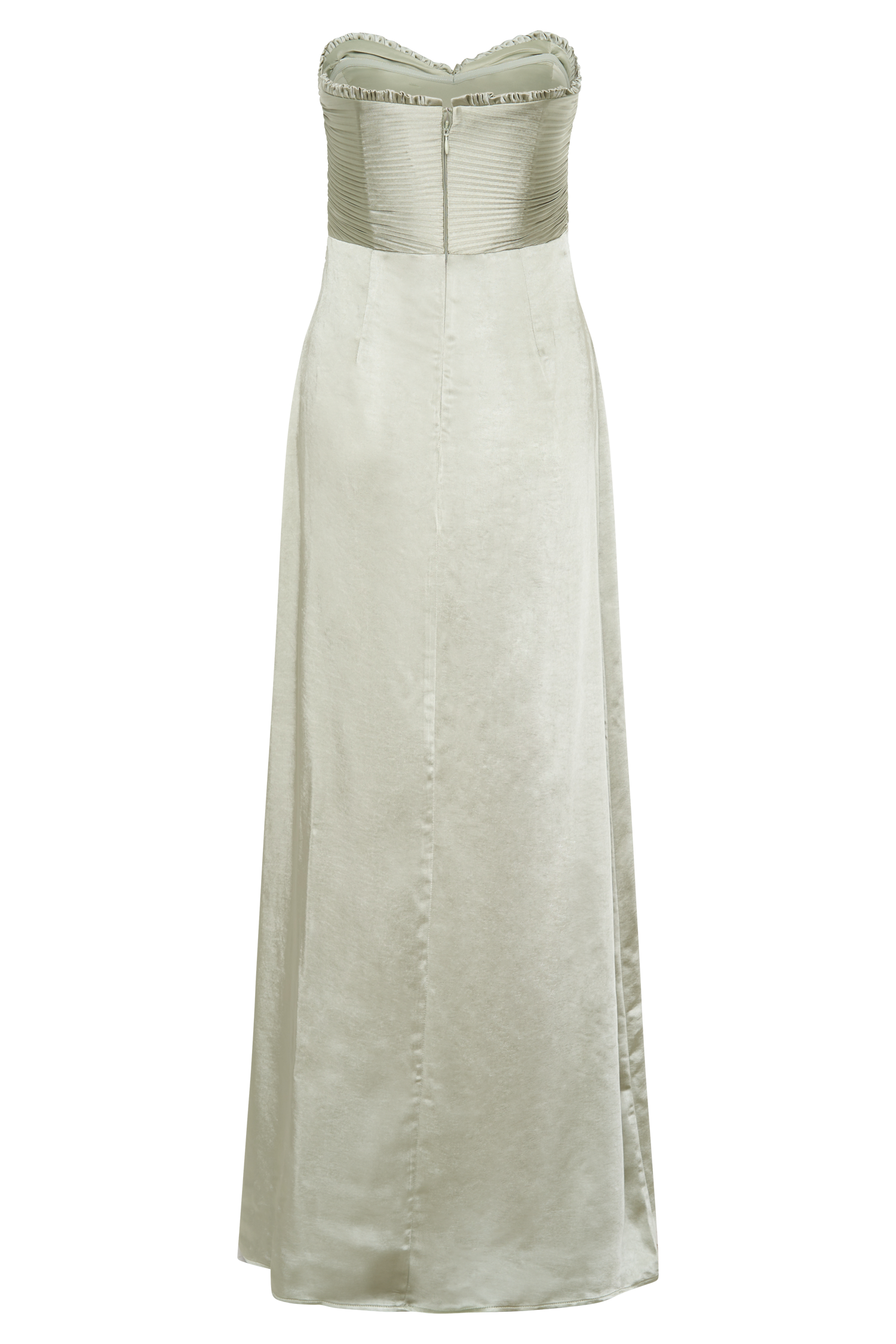 Larissa Satin Maxi Dress With Ruched Petals in Sage – Chic&Drifts