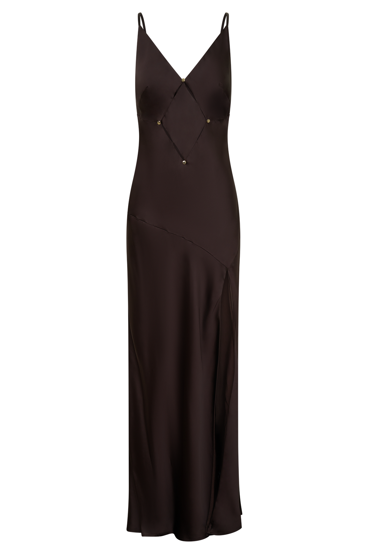 Maddison V Neck Satin Maxi Dress in Dark Chocolate – Chic&Drifts