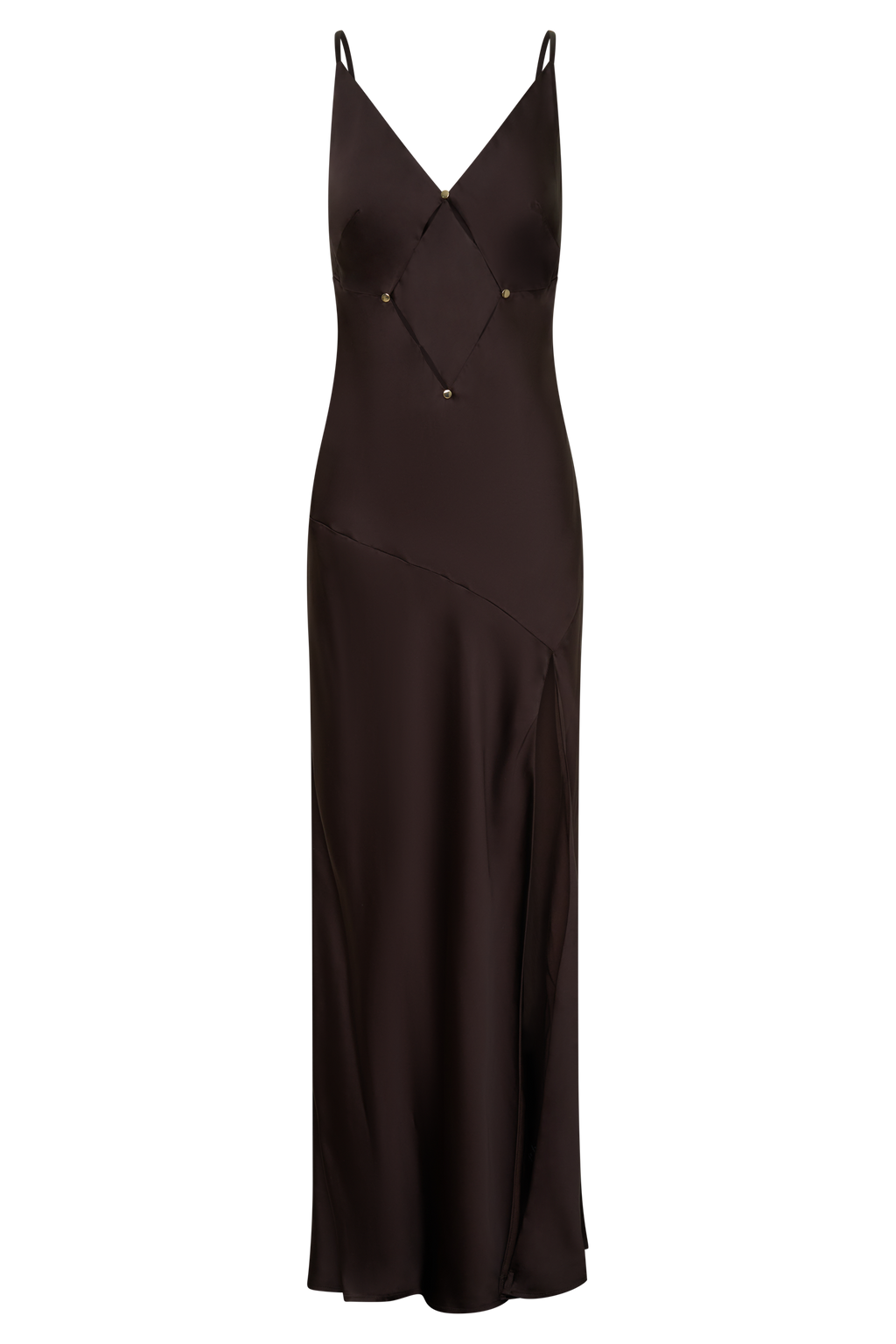 Maddison V Neck Satin Maxi Dress in Dark Chocolate – Chic&Drifts
