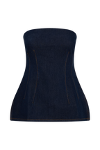 Madelyn Strapless Longline Denim Top in Indigo Blue – Chic&Drifts