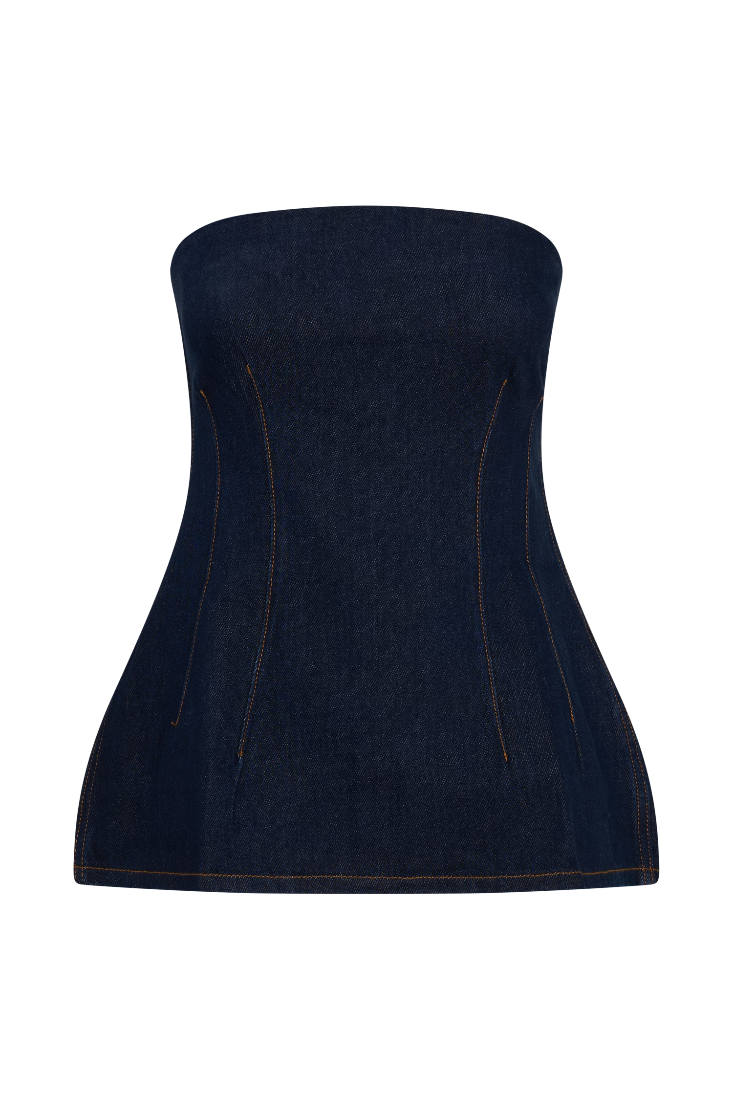 Madelyn Strapless Longline Denim Top in Indigo Blue – Chic&Drifts