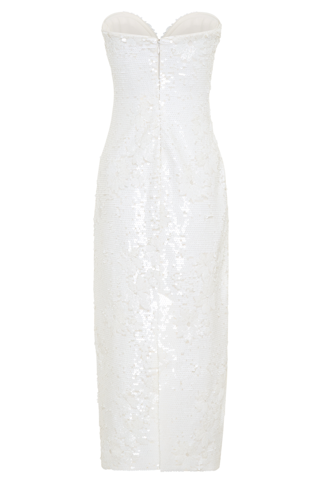 Maisie Strapless Sequin Midi Dress in White – Chic&Drifts