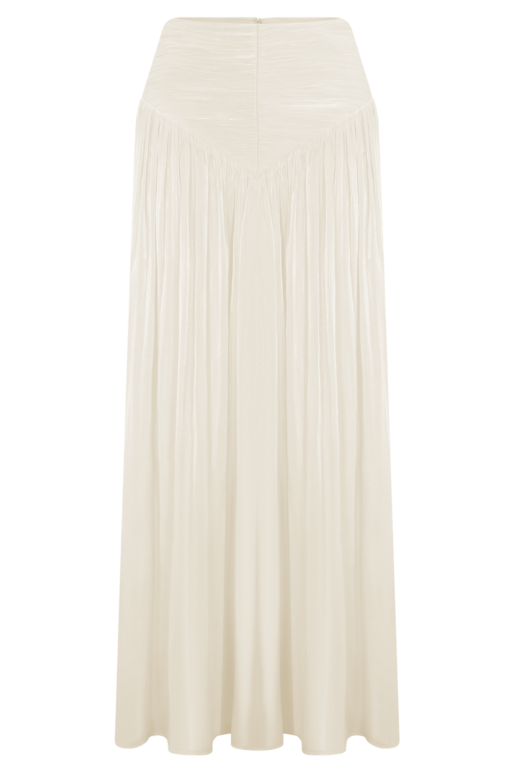 Makena Gathered Midi Skirt in Opal White – Chic&Drifts
