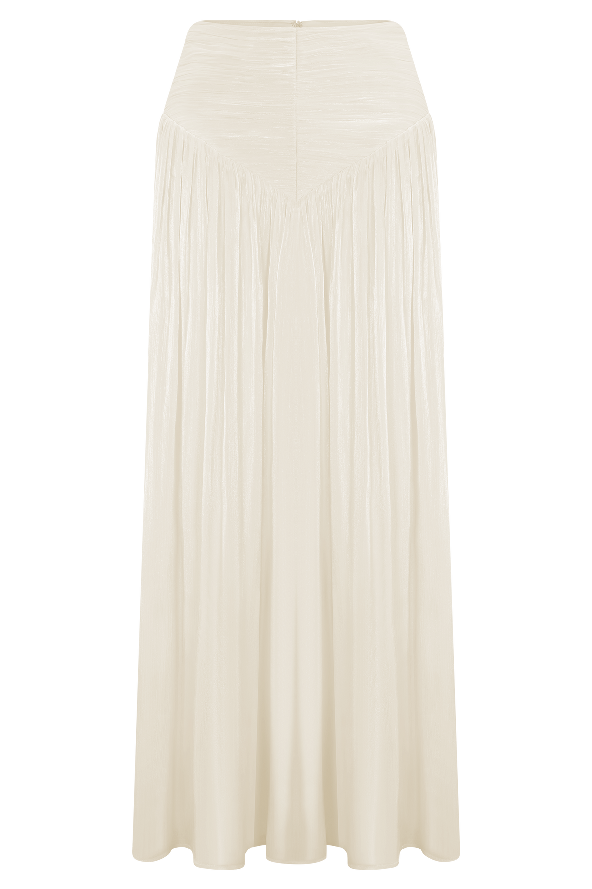 Makena Gathered Midi Skirt in Opal White – Chic&Drifts