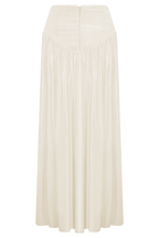 Makena Gathered Midi Skirt in Opal White – Chic&Drifts