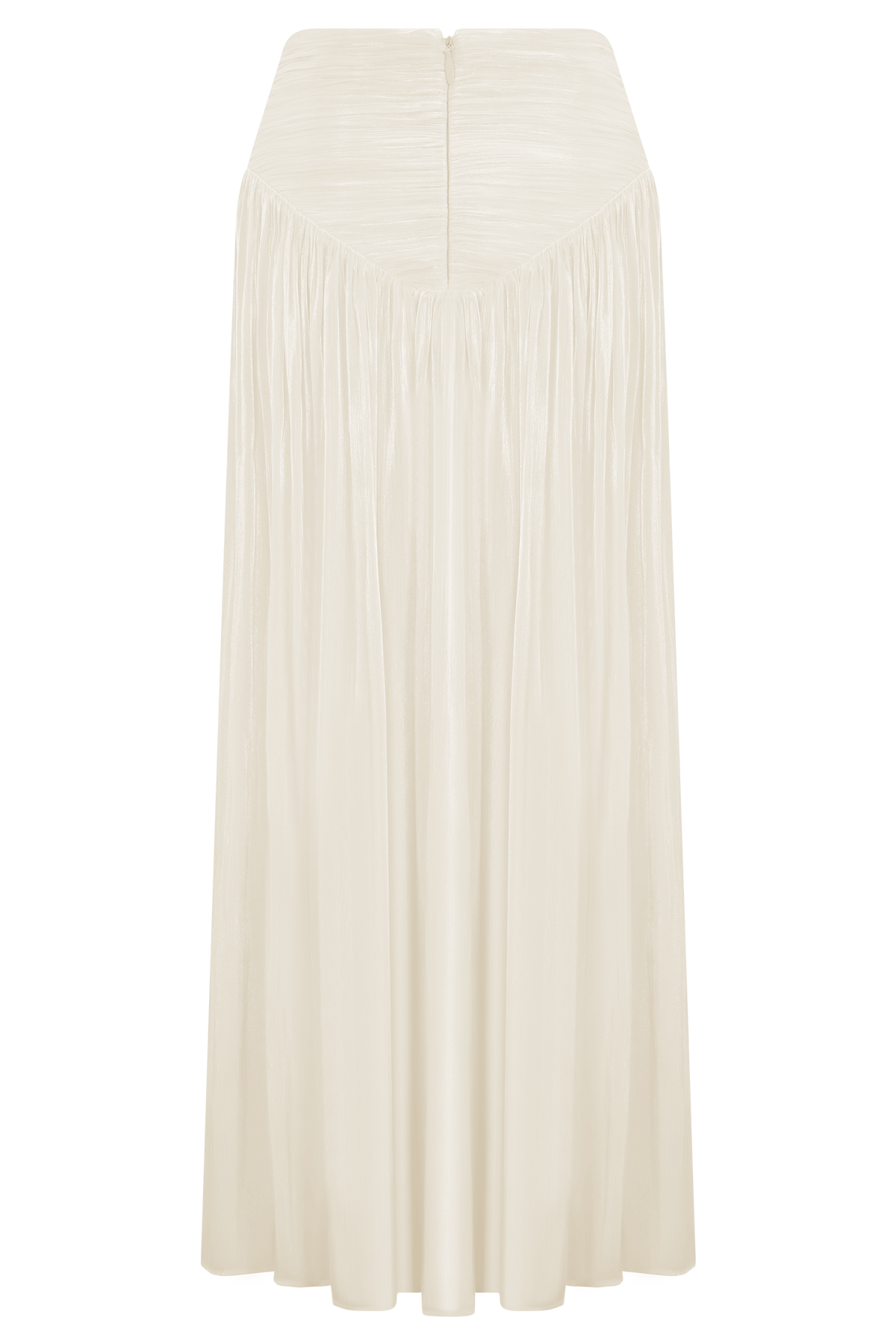 Makena Gathered Midi Skirt in Opal White – Chic&Drifts