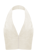 Makena Gathered V Neck Top in Opal White – Chic&Drifts