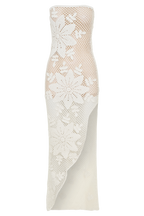 Mandie Hand Crochet Asymmetrical Maxi Dress in White – Chic&Drifts