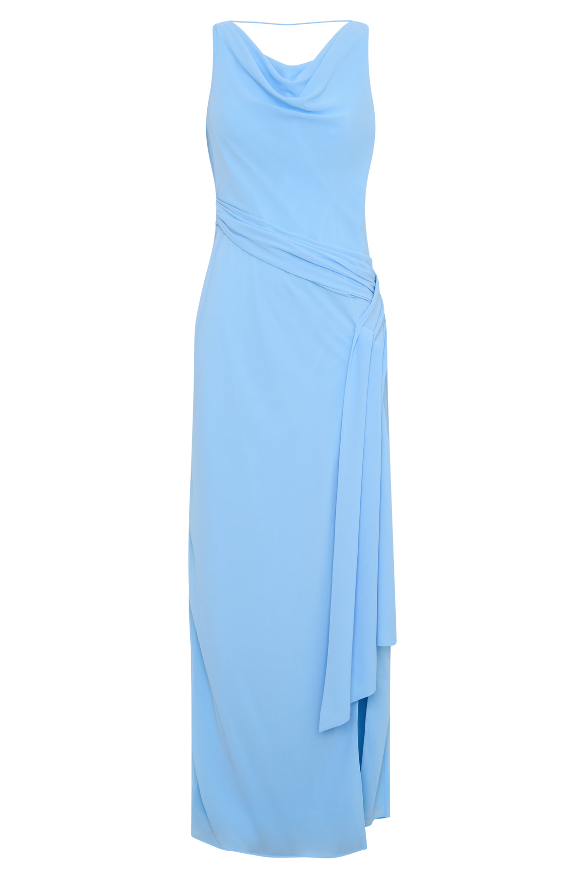 Marjorie Draped Back Chiffon Maxi Dress in Sky Blue – Chic&Drifts