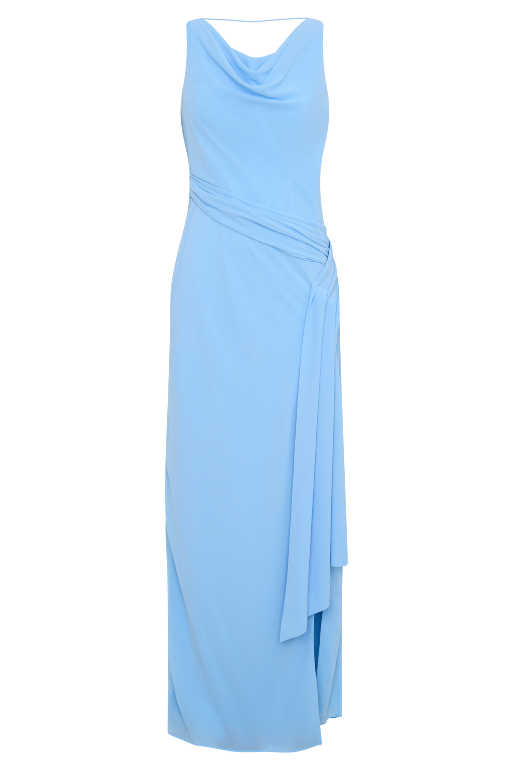 Marjorie Draped Back Chiffon Maxi Dress in Sky Blue – Chic&Drifts