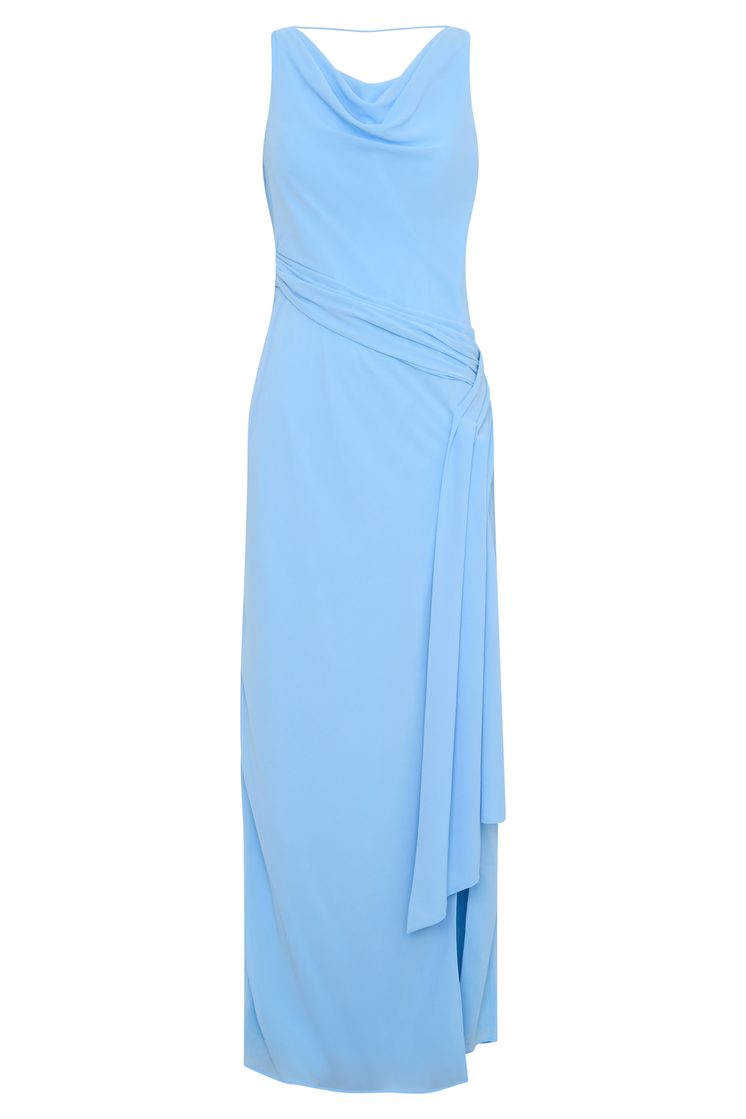 Marjorie Draped Back Chiffon Maxi Dress in Sky Blue – Chic&Drifts