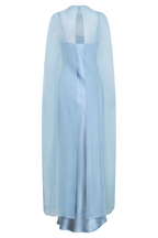 Martinne Chiffon Cape Maxi Dress in Arctic Blue – Chic&Drifts