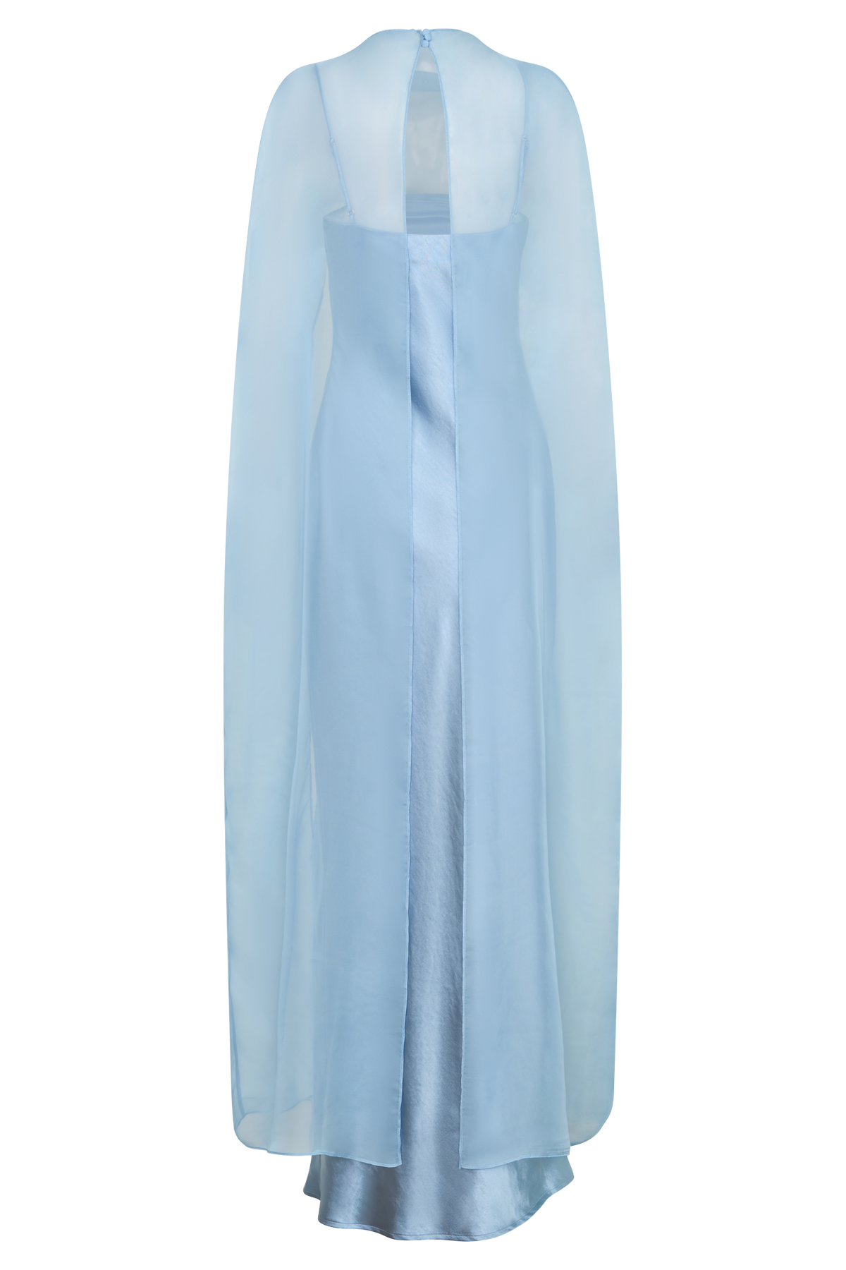 Martinne Chiffon Cape Maxi Dress in Arctic Blue – Chic&Drifts