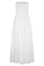 Maureen Broderie Strapless Maxi Dress in White – Chic&Drifts