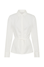 Millie Tie Back Cotton Shirt in Beige Pinstripe – Chic&Drifts
