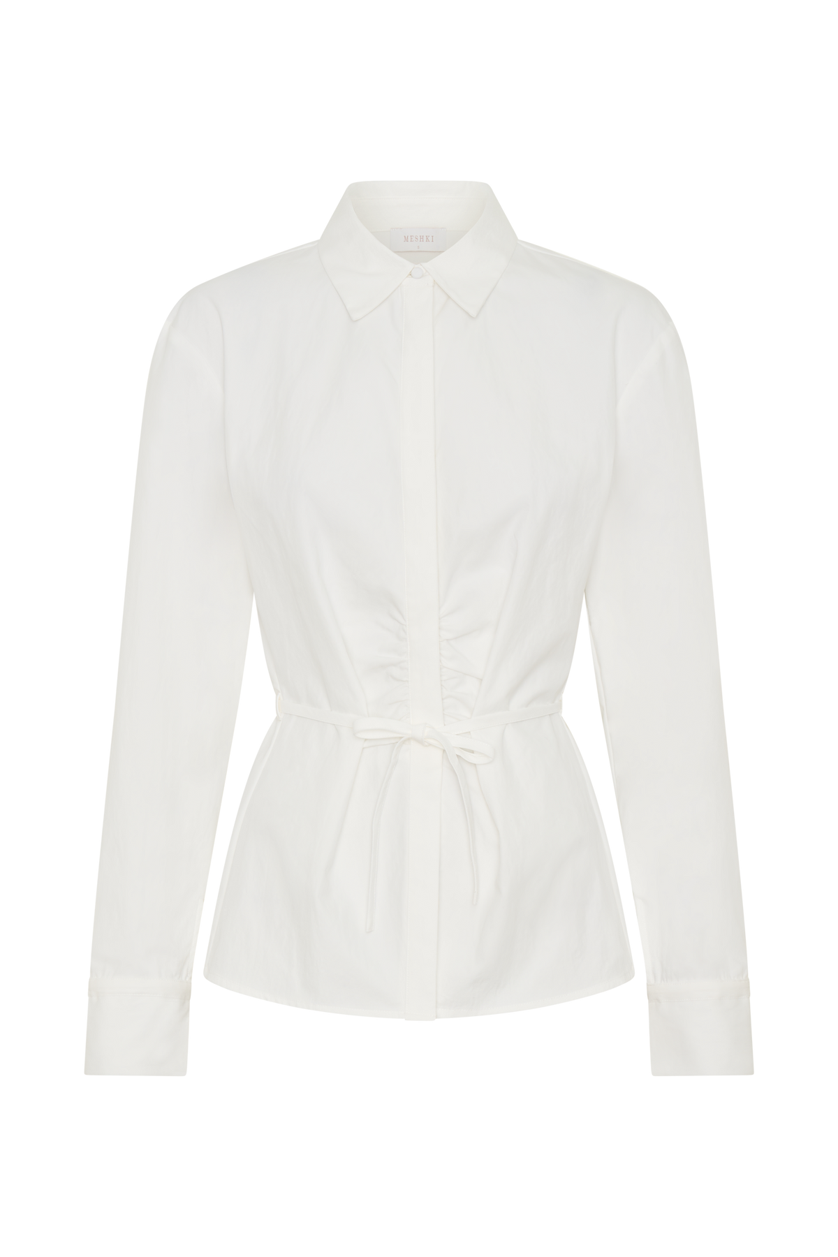 Millie Tie Back Cotton Shirt in Beige Pinstripe – Chic&Drifts