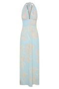 Nadine Halter Scarf Chiffon Maxi Dress in Blue Floral Print – Chic&Drifts