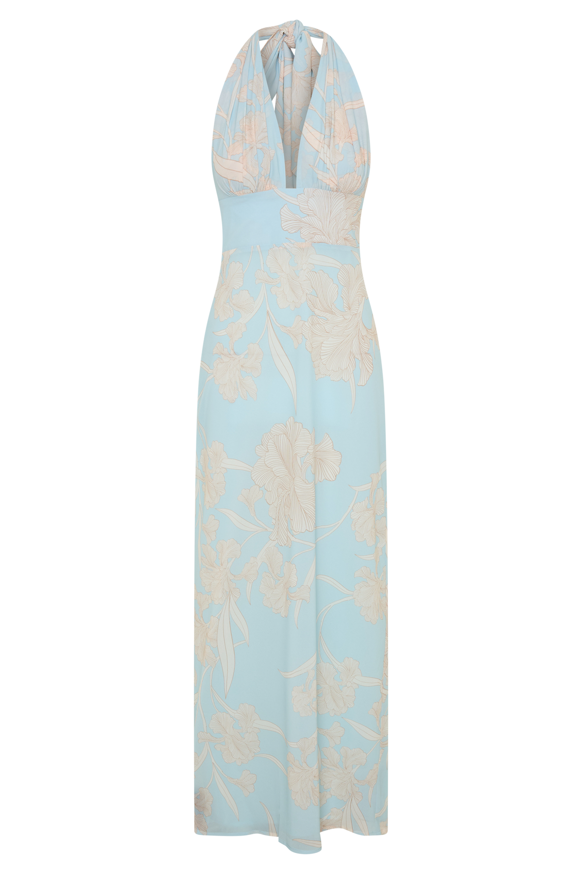 Nadine Halter Scarf Chiffon Maxi Dress in Blue Floral Print – Chic&Drifts