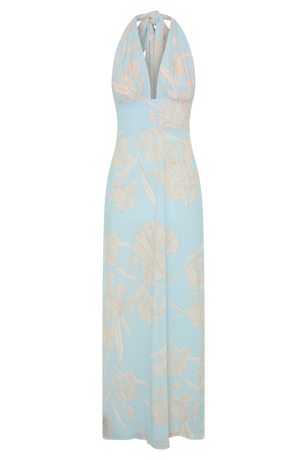 Nadine Halter Scarf Chiffon Maxi Dress in Blue Floral Print – Chic&Drifts