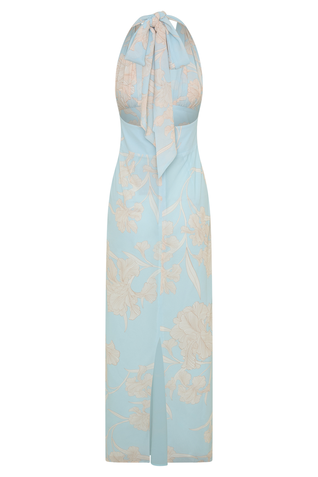 Nadine Halter Scarf Chiffon Maxi Dress in Blue Floral Print – Chic&Drifts