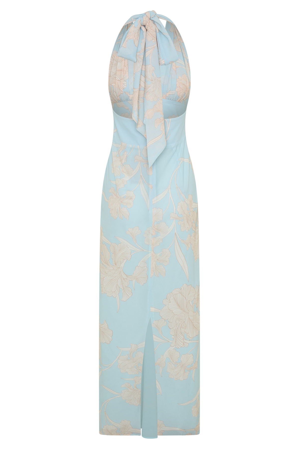 Nadine Halter Scarf Chiffon Maxi Dress in Blue Floral Print – Chic&Drifts