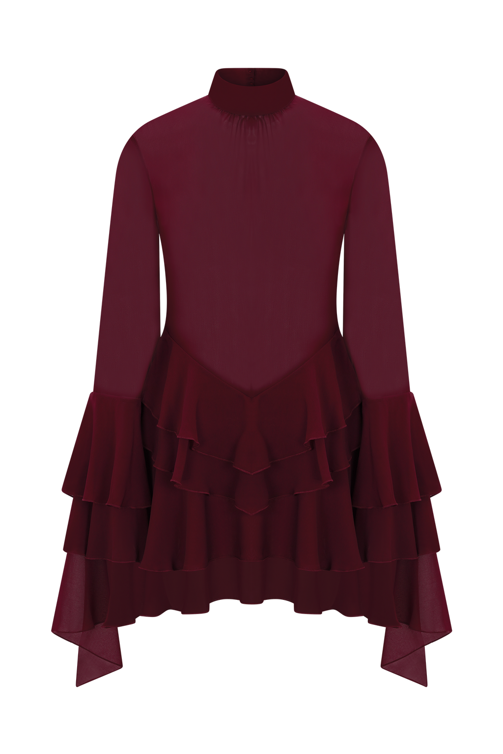 Nimah Chiffon Ruffle Mini Dress in Wine – Chic&Drifts