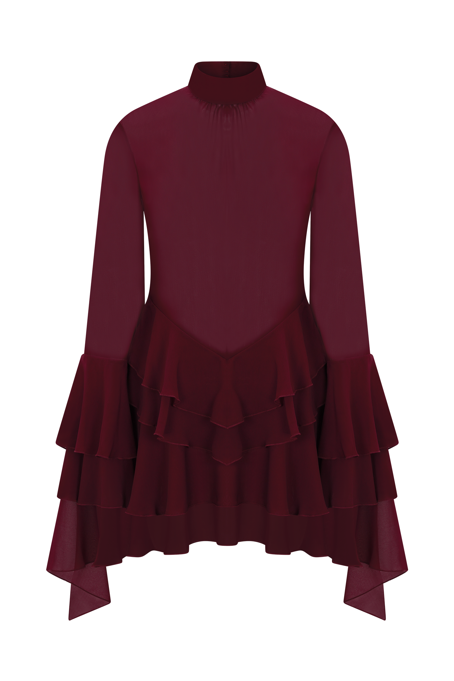 Nimah Chiffon Ruffle Mini Dress in Wine – Chic&Drifts