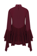 Nimah Chiffon Ruffle Mini Dress in Wine – Chic&Drifts