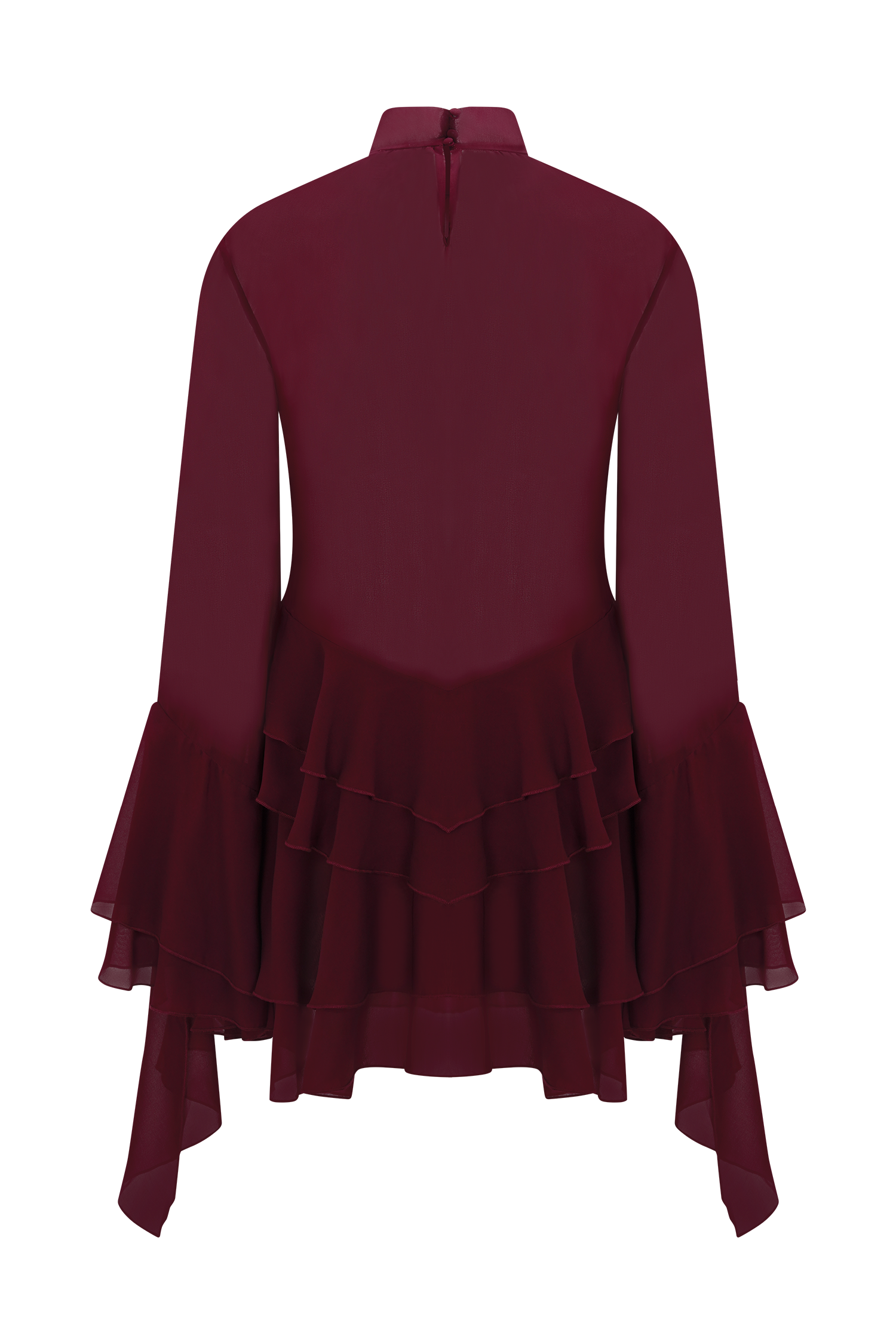 Nimah Chiffon Ruffle Mini Dress in Wine – Chic&Drifts