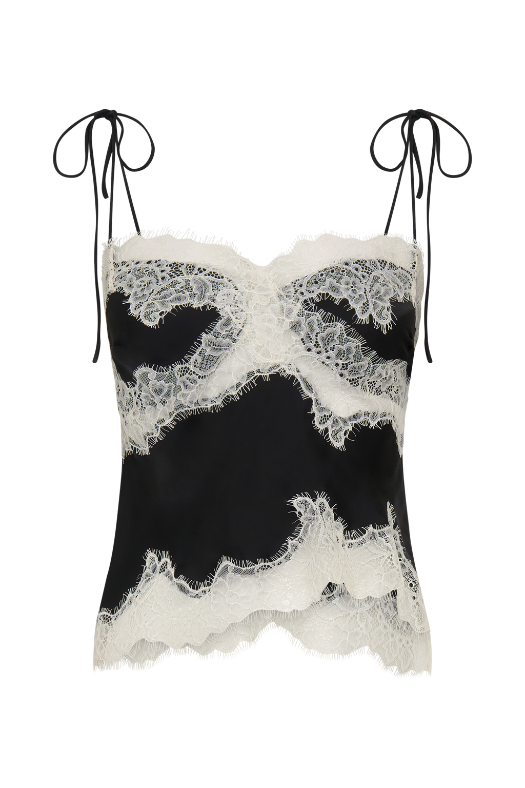 Nina Satin And Lace Camisole in Black/Ivory – Chic&Drifts