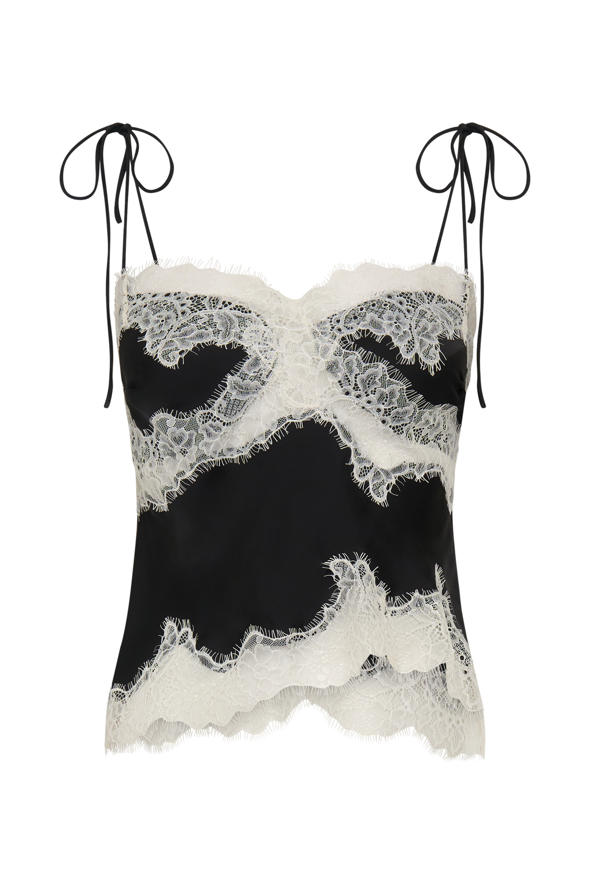 Nina Satin And Lace Camisole in Black/Ivory – Chic&Drifts