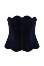 Oakley Strapless Scallop Denim Top in Indigo Blue – Chic&Drifts