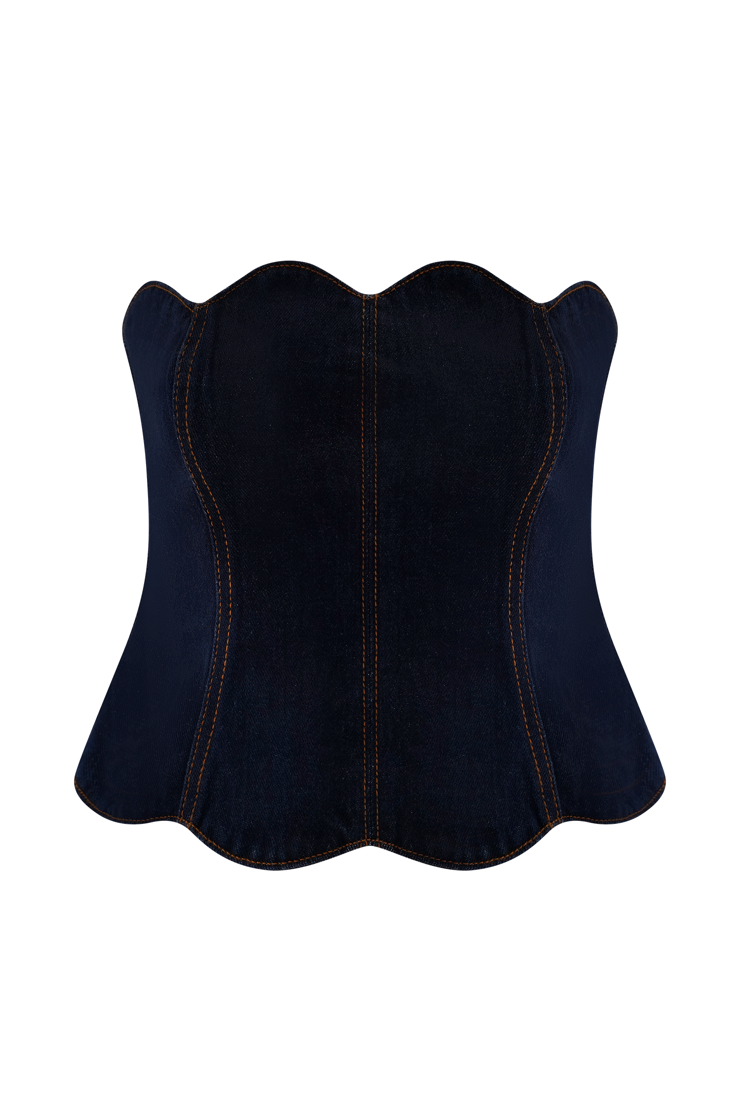 Oakley Strapless Scallop Denim Top in Indigo Blue – Chic&Drifts