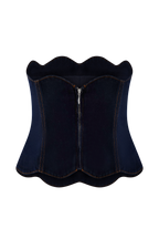 Oakley Strapless Scallop Denim Top in Indigo Blue – Chic&Drifts