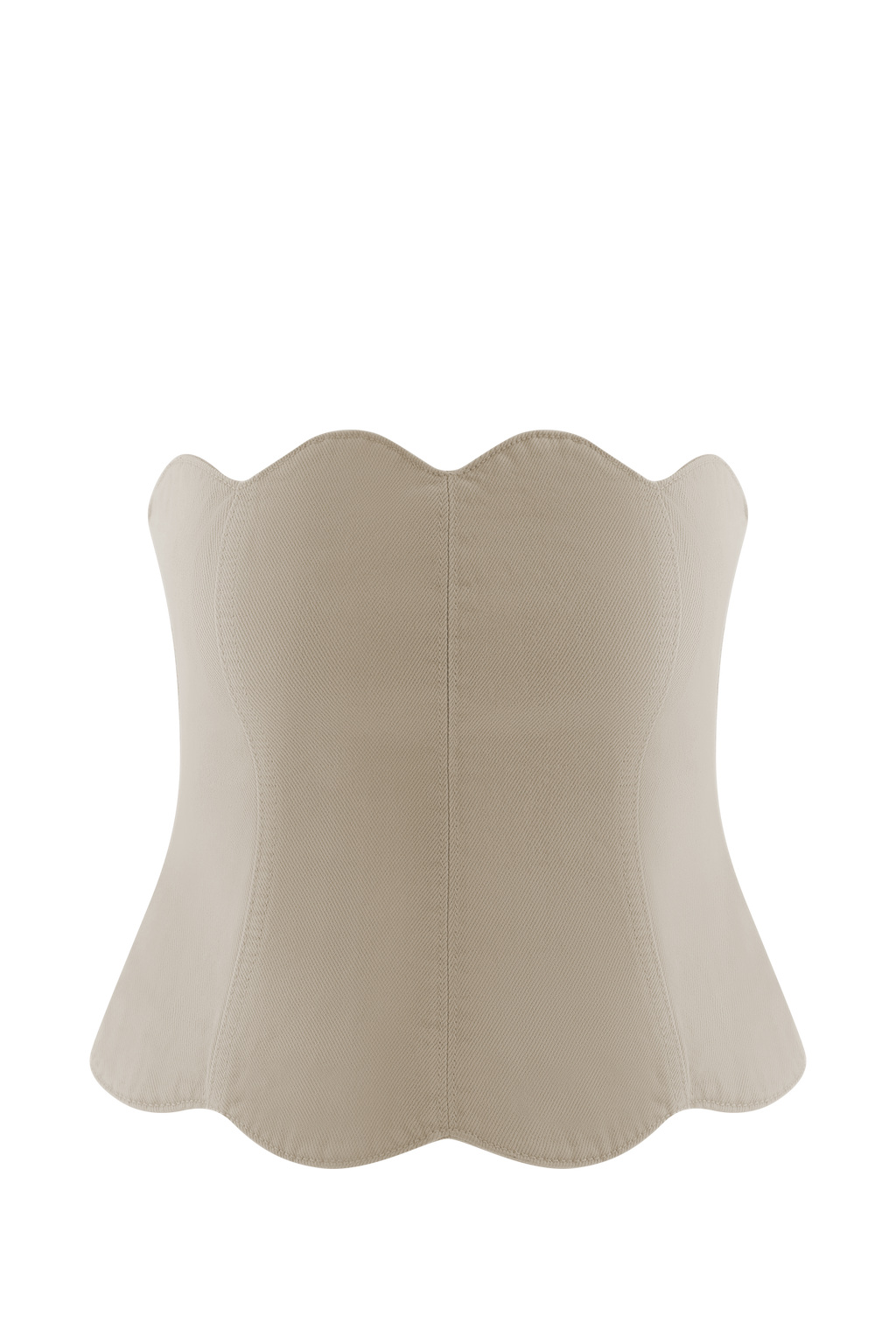 Oakley Strapless Scallop Denim Top in Stone Wash – Chic&Drifts