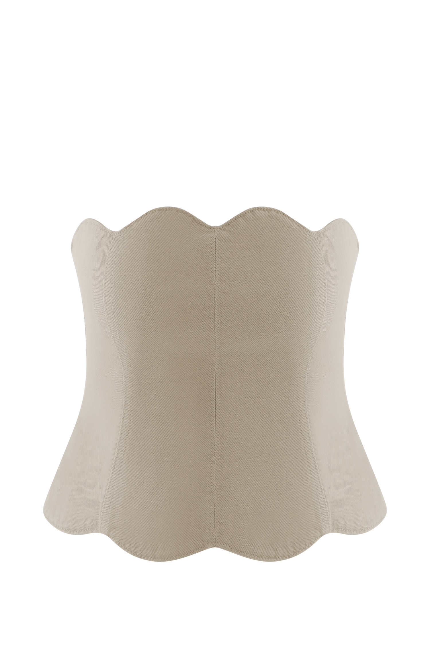 Oakley Strapless Scallop Denim Top in Stone Wash – Chic&Drifts