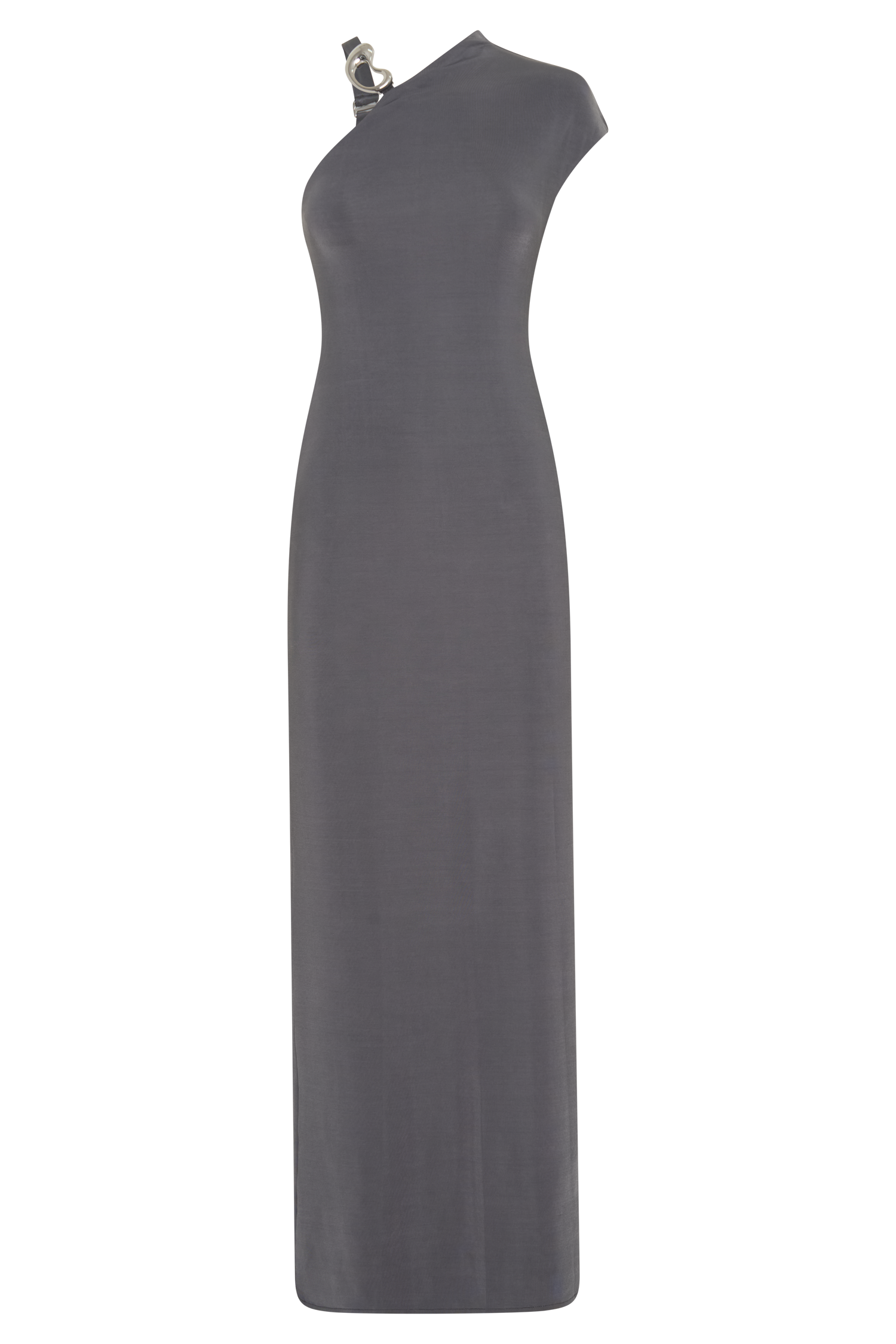 Oden Slinky Maxi Dress With Hardware in Grey – Chic&Drifts