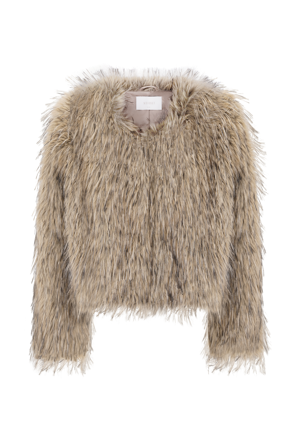 Ottie Mongolian Faux Fur Cropped Jacket in Brown Multi – Chic&Drifts