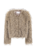Ottie Mongolian Faux Fur Cropped Jacket in Brown Multi – Chic&Drifts
