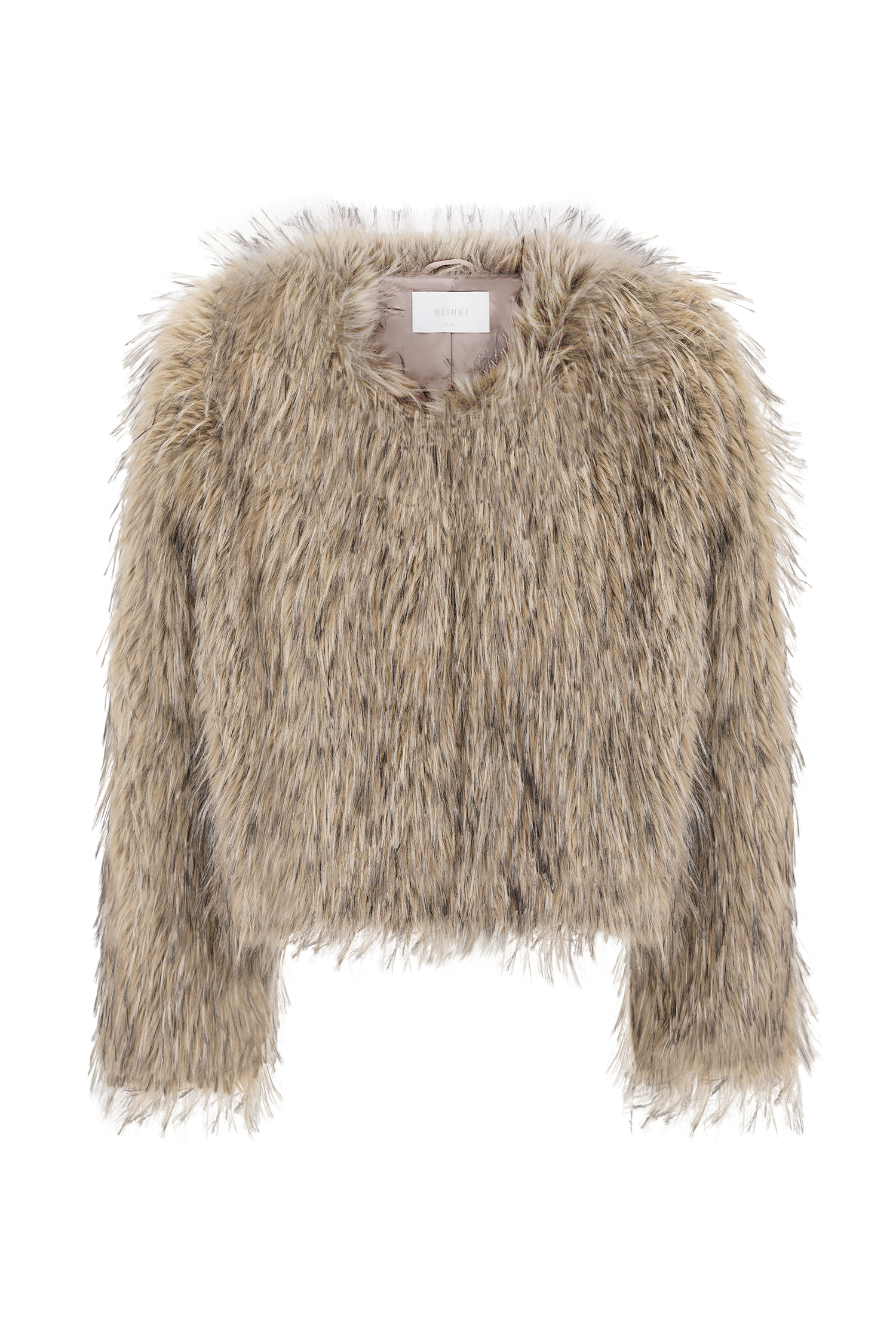 Ottie Mongolian Faux Fur Cropped Jacket in Brown Multi – Chic&Drifts